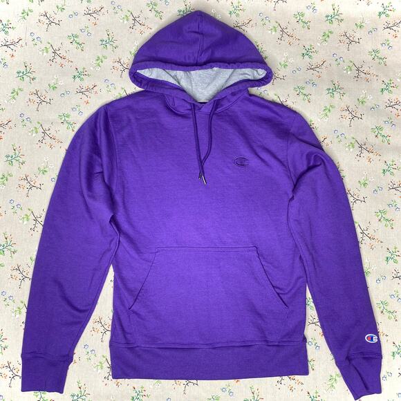 Champion Fleece Pullover Hoodie Purple Small Long Sleeve Sweater Unisex Pocket - Picture 1 of 4